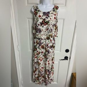 D1- White Floral Drape Maxi Dress